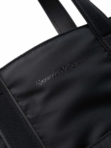 Logo-embroidered fabric tote