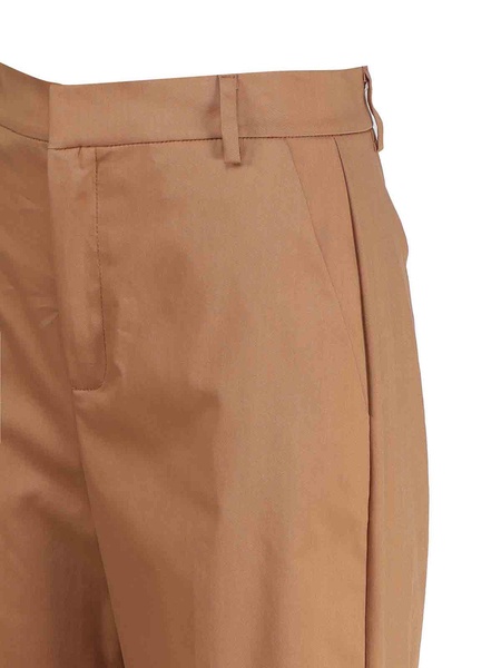 High-waisted cotton trousers