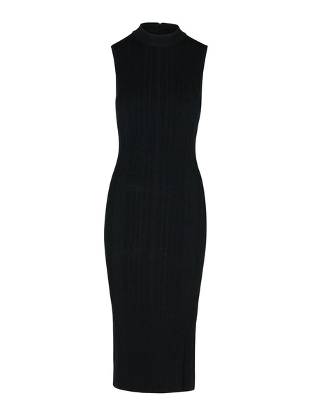 Ribbed Dress In Black Viscose Blend