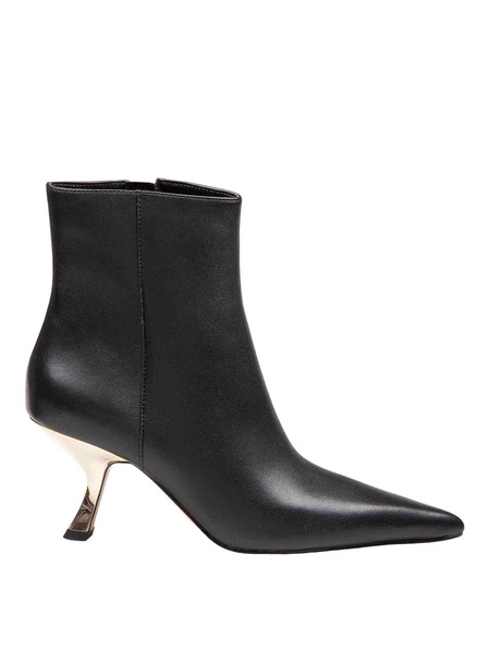 Luna Ankle Boot In Leather With Mirrored Heel