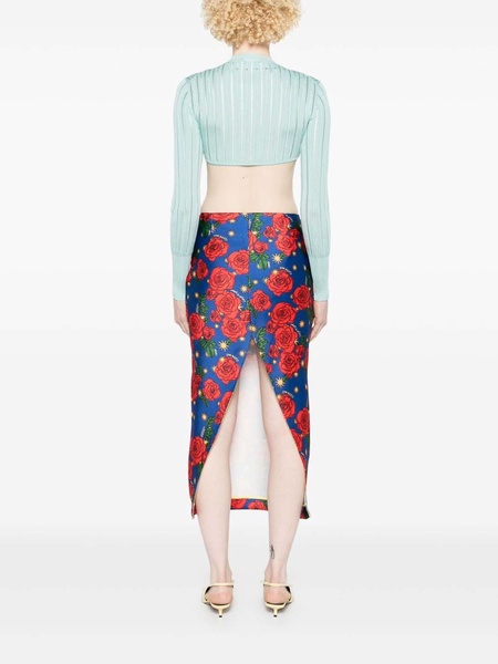 Mix-Print Midi Skirt