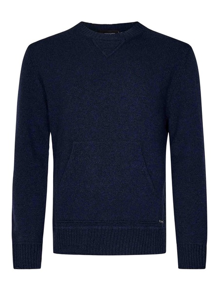 Navy Blue Wool And Cashmere Knit Sweater