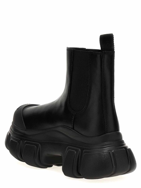 Leather platform ankle boots