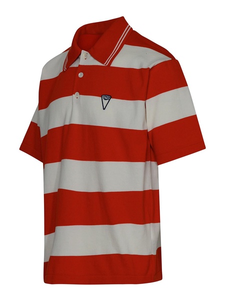 Orange striped cotton polo shirt
