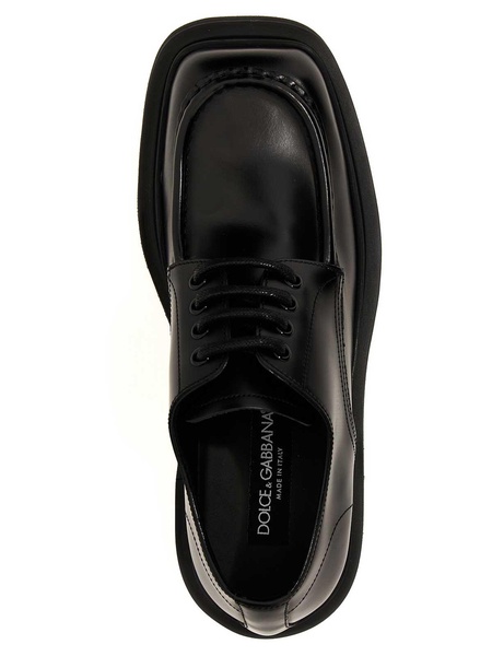 Brushed leather derby