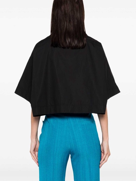 Wave-Applique Cropped Shirt