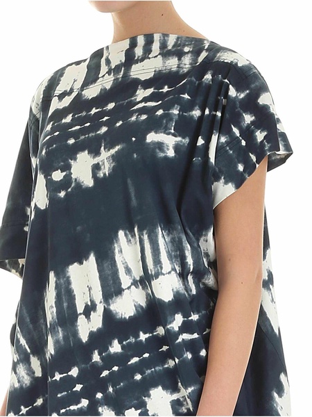 Palm dress in blue and white