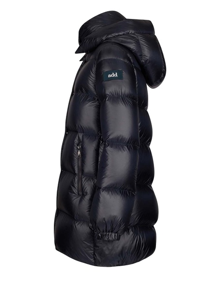 Womens Long Blue Quilted Down Jacket