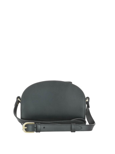 Black leather half-moon bag