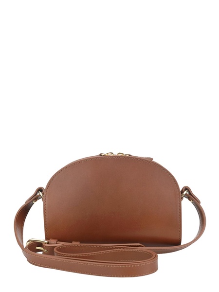 Brown leather half-moon bag