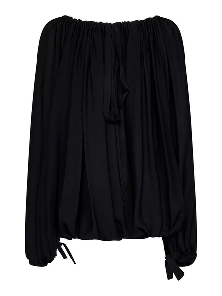 Silk Georgette Long-Sleeved Draped Top