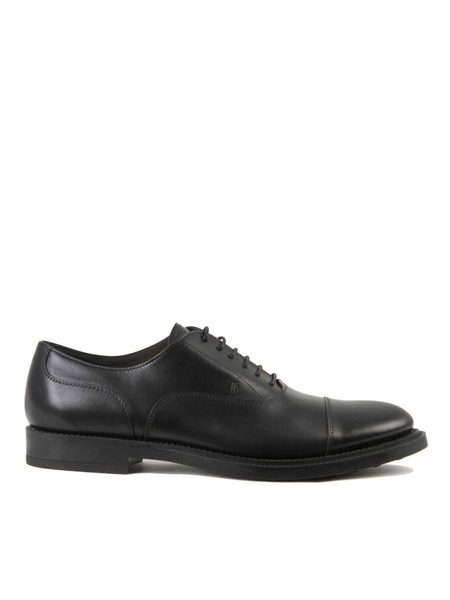 Black leather Oxford featuring logo