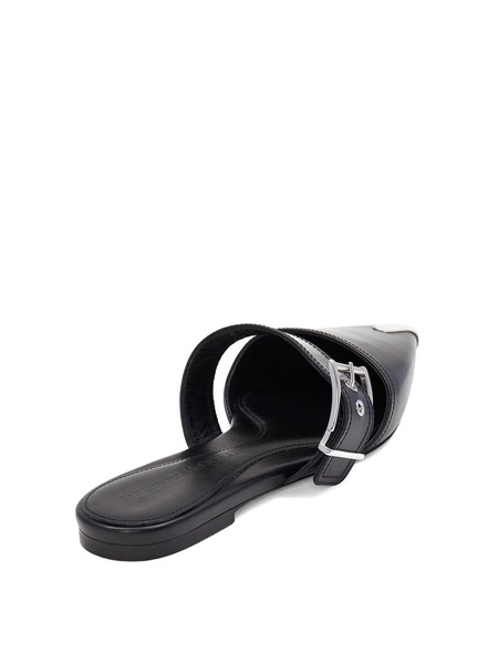 Buckle-detail leather mules