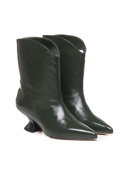 Leather Ankle Boot With Low Heel