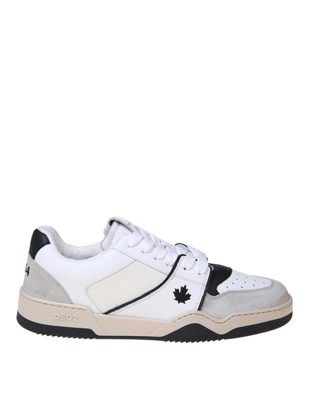 black and white leather and suede sneakers