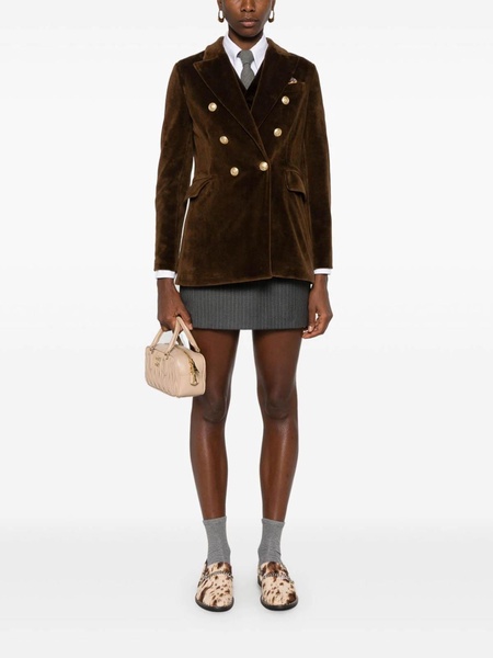 Brown Velvet Double-Breasted Blazer
