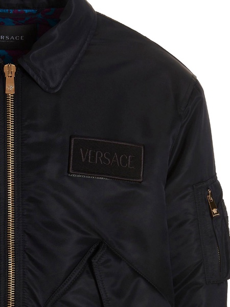 Logo patch bomber jacket