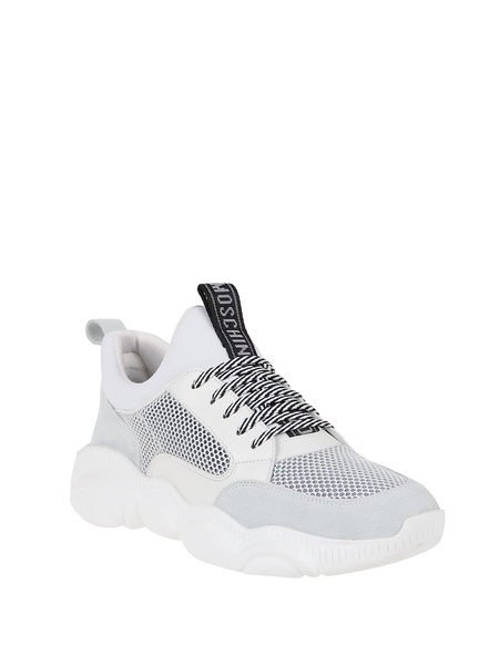Mesh and faux leather sneakers