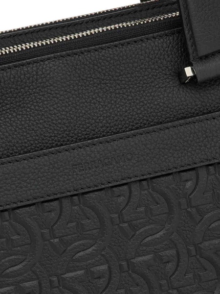 Monogram-Embossed Leather Briefcase