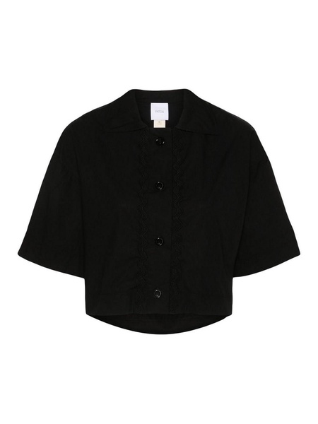 Wave-Applique Cropped Shirt
