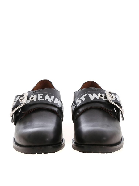 Graffiti print monk straps
