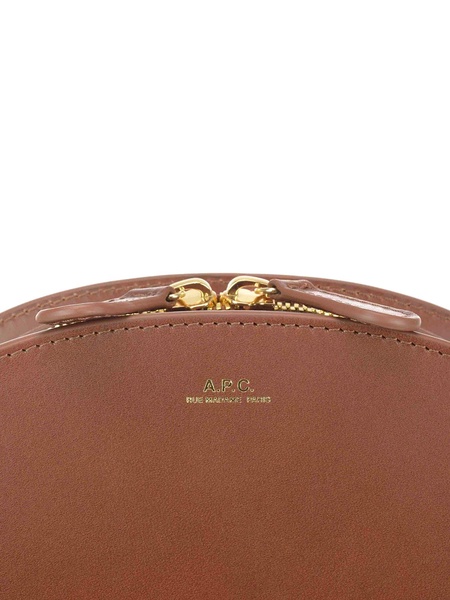 Brown leather half-moon bag