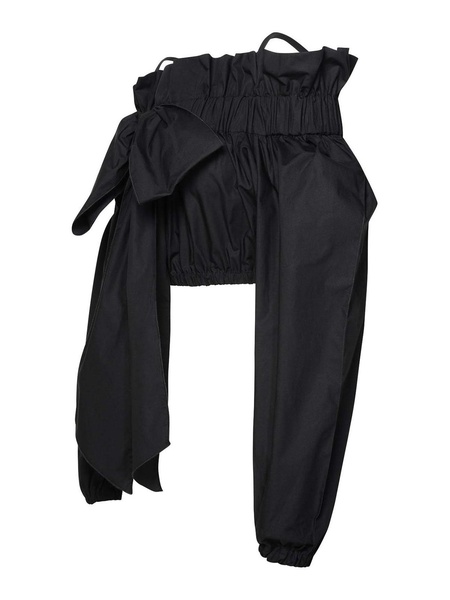 Crop Top In Black Cotton