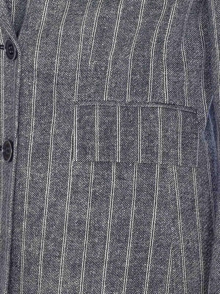 Blue Double Breasted Buttons Closure