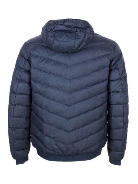 Chevron quilted hooded puffer jacket