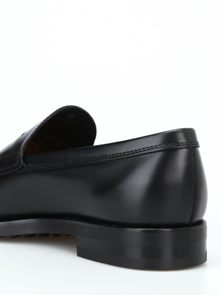 Black leather formal loafers
