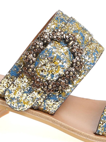 Leather glitter sandals