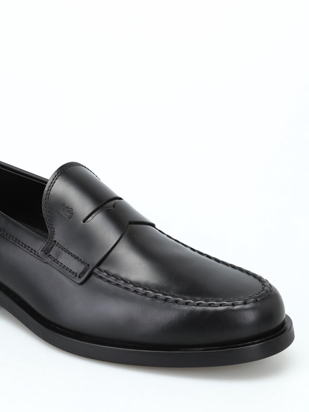 Black leather formal loafers