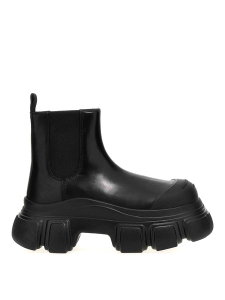 Leather platform ankle boots