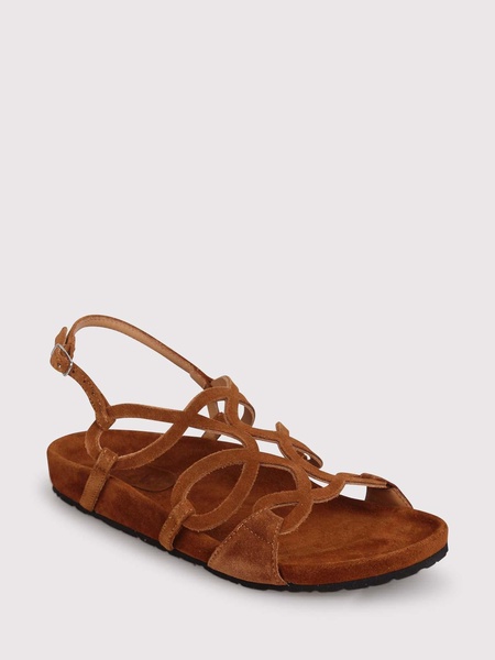Flat open sandal with decorated bands