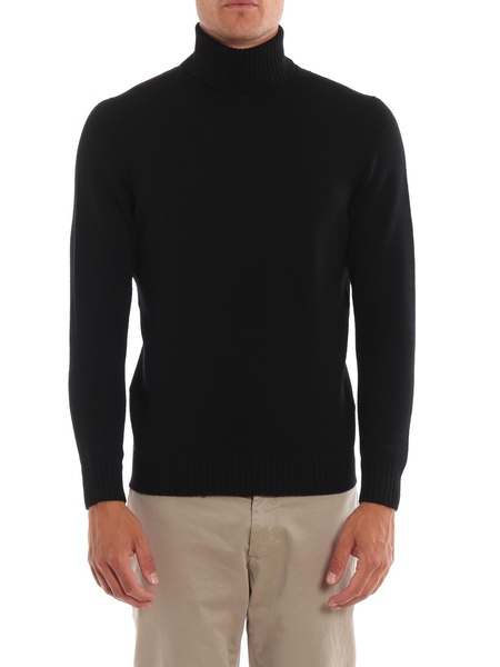 Black merino wool turtleneck sweater
