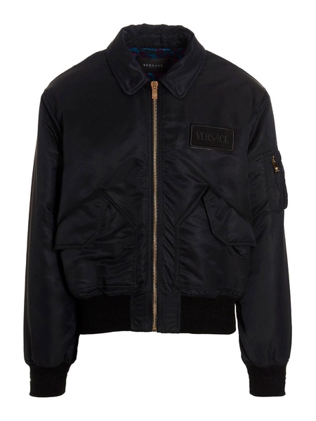 Logo patch bomber jacket