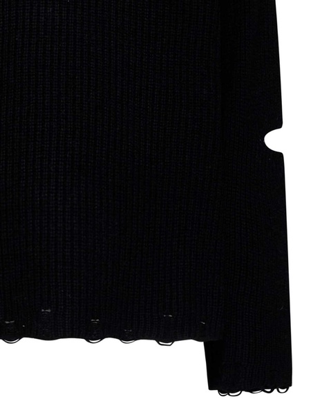 Black Merino Wool Crew-Neck Sweater for Kids