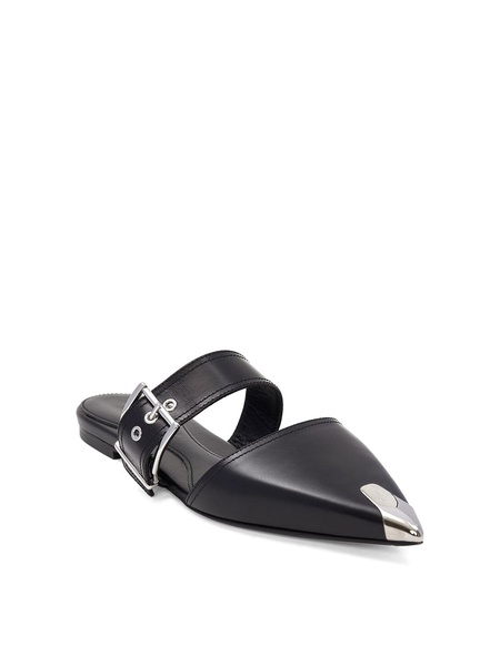 Buckle-detail leather mules