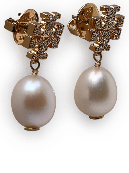 Pearl brass kira earrings
