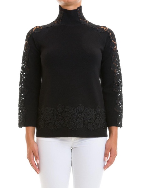 Black wool and lace sweater