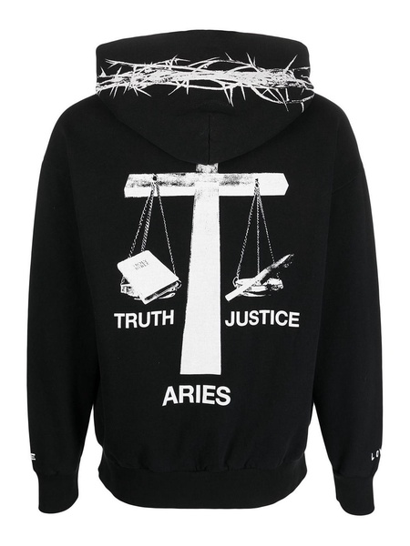 Graphic print drawstring hoodie
