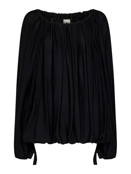 Silk Georgette Long-Sleeved Draped Top
