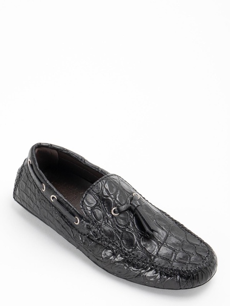 Black leather loafer