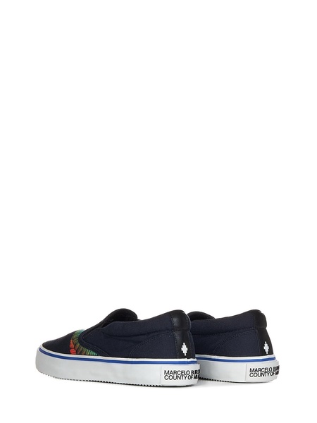 Black cotton canvas slip-on sneakers