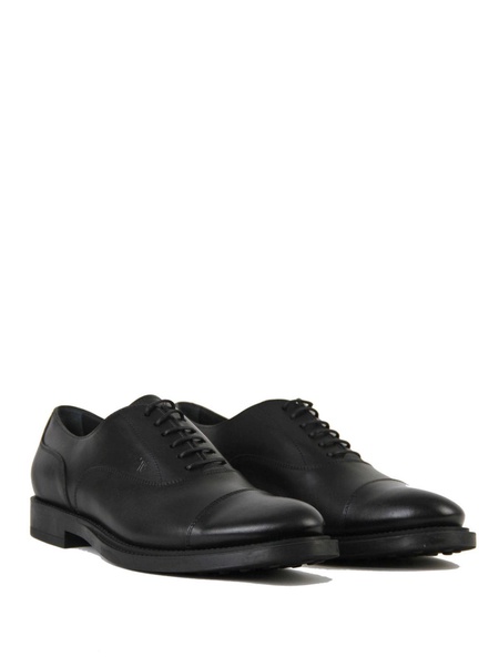 Black leather Oxford featuring logo