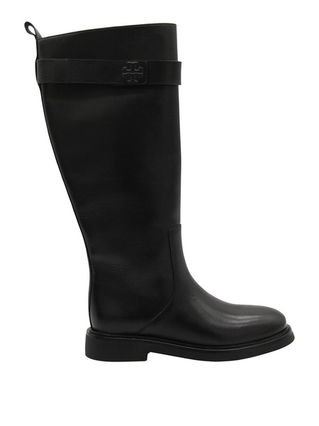 Black leather boots