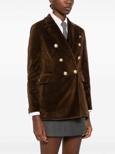 Brown Velvet Double-Breasted Blazer