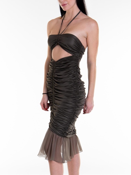 Green silk dress