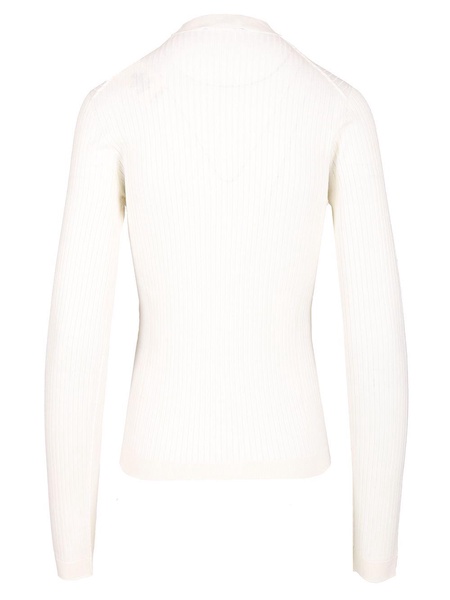 Slim Fit Ribbed Sweater Knitwear White
