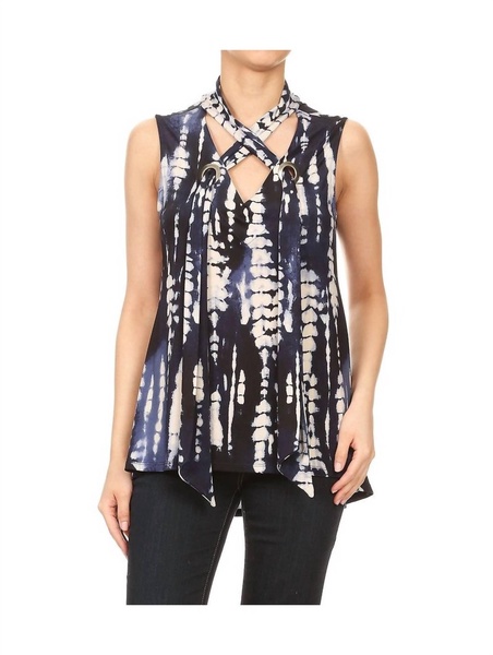 tie dye scarf top in blue